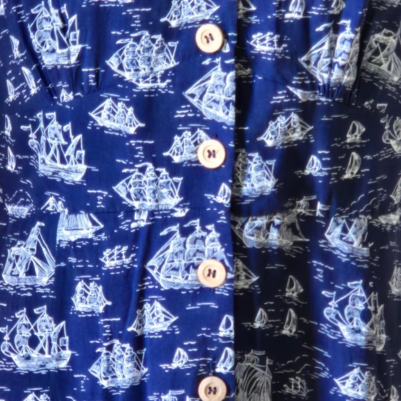 New Joanie v neck midi dress size 10 ship print navy & white - Picture 9 of 14